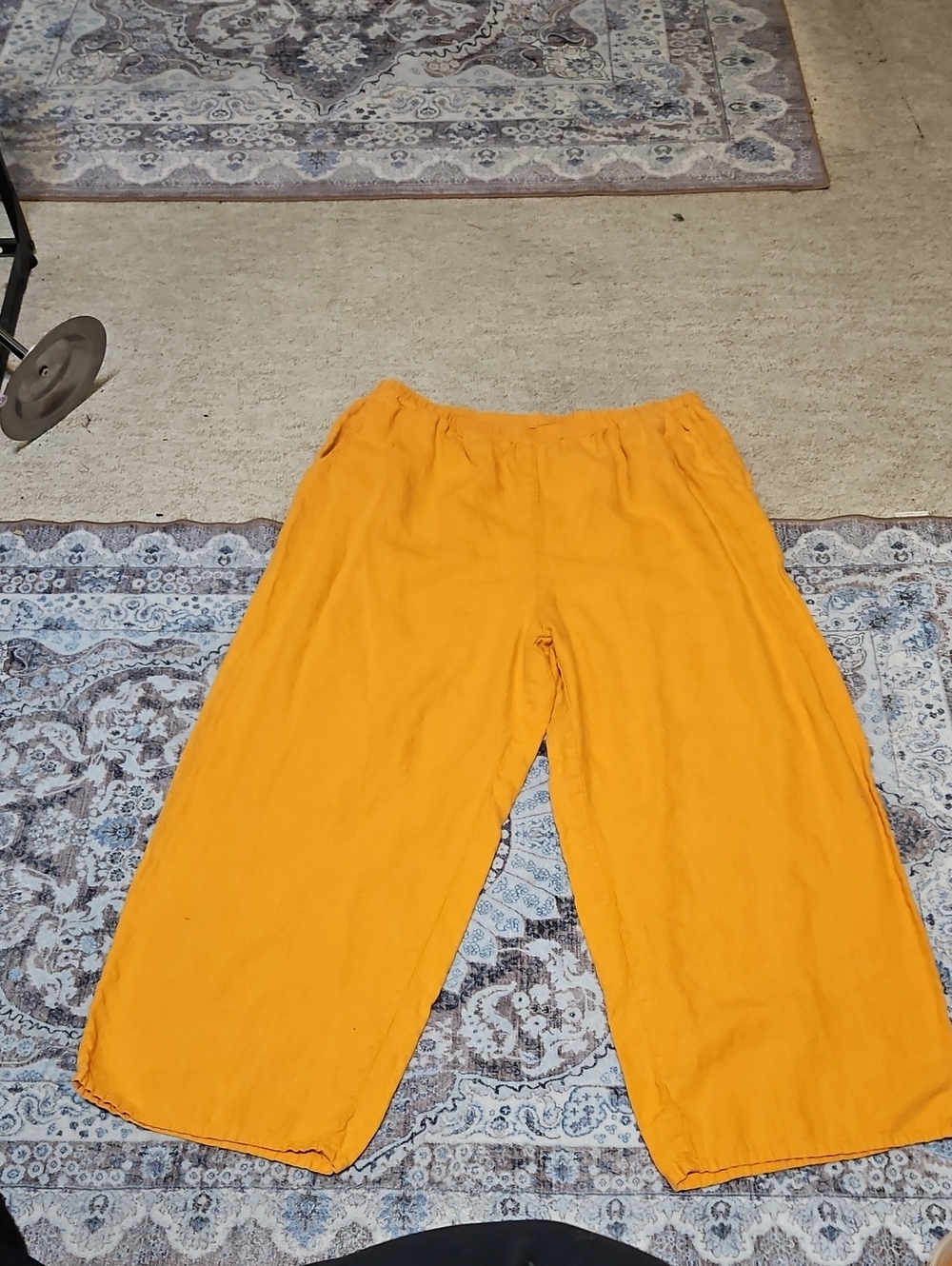 Flax 100% Linen Wide-Leg Pull-On Pants in Orange